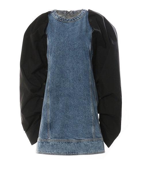 Detachable Sleeve Denim Mini Dress